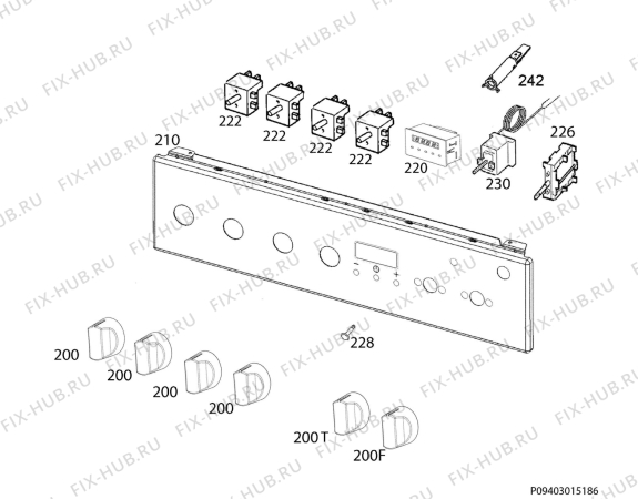 Взрыв-схема плиты (духовки) Zanussi ZCV9553H1X - Схема узла Command panel 037